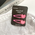 Pink heart-shaped candy color hair clips for girls displayed on a black card - [6] Heart Style - Pink