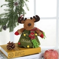 Christmas reindeer plush candy bag featuring green tree outfit and festive embroidery - Tree Shape Reindeer