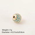Golden mesh bead charm with turquoise inlay and zircon accents for DIY jewelry - 8MM Turquoise Color Gold Plated