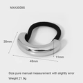 Detail view of heart bow metal hair tie with 48mm size and 21.9g weight specs - Silver Curved (NXA3009S)