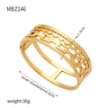 Gold plated hollow multilayer bangle with geometric chain patterns and 6.0cm inner diameter - Z146-Multi-layer Hollow