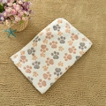 Thick flannel pet blanket in cream with multicolored paw prints for cats and dogs - Off-White Paw Print