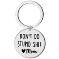 Portachiavi in acciaio inox argento con ciondolo inciso DON'T DO STUPID SHIT Mom - Acciaio STUPID SHIT-MOM