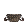 Riñonera marrón con estampado de calavera, cadena decorativa y tirador de cremallera - 24*17*7 / Dorado
