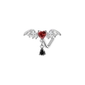 Piercing naso ali di pipistrello argento con cuore rosso e goccia nera - Stile Pendente Cuore Rosso Ali di Pipistrello Argento (24032501-1)