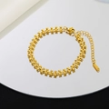 Minimalist gold heart chain necklace with lobster clasp shown on a round mirror surface - S107-Bracelet (Gold) / Gold