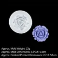 3D rose flower silicone fondant mold with purple resin sample and dimensions detail - 6# Rose (Transparent)