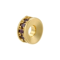 Macro shot of gold-plated wheel bead with purple zircons for DIY jewelry making - Gold Purple Zirconia