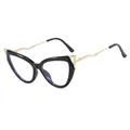 Cat-Eye-Brillengestell mit schwarzer TR90-Front und goldenen Wellenbügeln für Damen - Hellschwarz