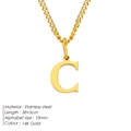 Elegante 14K vergulde roestvrijstalen ketting met een 10mm initiaal C hanger bedeltje - Letterstijl(C) (CDNP014) / Goud