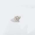 Adjustable silver heart ring featuring a half-polished and half-zirconia pavé design - Irregular Heart (Silver)