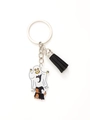 Detail of Halloween ghost and dog acrylic keychain with a black fringe tassel charm - Ghost Dog (20619)