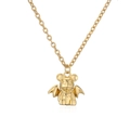 Goldene Halskette im Gothic-Punk-Stil mit Bärenanhänger und Fledermausflügeln für Unisex - Fledermausflügel Bär / Gold