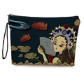 Meerjungfrau-Kulturbeutel mit traditioneller chinesischer Operndame und Lotus-Muster - Phönixkrone Qipao Dame Illustration (Stil 2) / 17*25cm (Leinen) mit Gurt