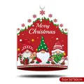 Christmas chair cover featuring three festive gnomes with Merry Christmas text 50x60cm - 3 Gnomes-Merry Christmas