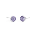 Minimalist silver stainless steel stud earrings with clustered purple zircon stones - Steel Color + Purple