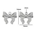 Silver bow pendant with textured finish and precise 14x16mm dimensions for DIY jewelry - Style 17 / Steel