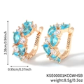 Boucles d'oreilles créoles dorées avec cristaux bleu ciel et blancs, 0,94 x 0,37 pouce - KC Or Blanc + Zircon Aigue-marine