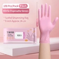 Pink nitrile disposable gloves in 9-inch size with 100 count pack for kitchen use - 100 Pink 9-inch M Size