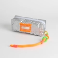 Trousse argentée haute capacité avec motif papillon et poignée en corde orange - Motif Noeud Argenté (Étiquette Orange)