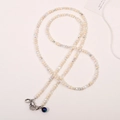 Correa bandolera de perlas barrocas y cuentas de arcoíris con detalles de corazón - 60CM / Beige (Perla de Concha Natural)