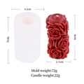 Detail showing 3D rose cylinder silicone mold dimensions and finished candle size - 3D Cylinder Rose - Small