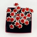 Rote Rosen Haarnadeln mit Strasssteinen in Samtbox für Brautfrisuren Schmuck Zubehör - Rote Rosenblüte (20er Set)