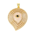 Gold evil eye pendant with white zircon and mother of pearl inlay for jewelry making - Shell Pave Eye Pendant-64