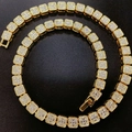 Heren 13mm goud vergulde cubaanse schakelketting met vierkante strass voor hiphopstijl - Goud 18 inch (45 cm)