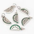 Micro-pave watermelon slice fruit pendant charms in silver with green zircons - Platinum Watermelon