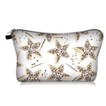 Detail of digital print makeup bag with leopard star patterns and black zipper closure - Leopard Star with Gold Edging (030911)