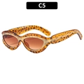 Occhiali da sole cat eye Y2K cyberpunk con montura leopardata C5 e lenti marroni - Montatura Tartarugata Lente Sfumata Tè