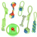 Detailed set of 7 colorful braided cotton rope toys for dog teeth cleaning and interactive play - 7-Piece Set Option 3 (B91126)