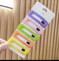 Rectangle PU leather hair clips in vibrant purple, pink, green, orange, and yellow set - Purple