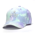 Casquette enfant tie-dye lavande et sarcelle ornée d'une couronne en strass - Style Couronne Tie-Dye Bleu Violet (B)