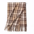 Britse geruite sjaal in bruin en beige met zachte franje details - 65*200cm / Koffie Beige Ruit