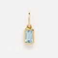 Rectangle light blue birthstone pendant necklace with 18K gold plated frame - March Birthstone Pendant / Light Blue