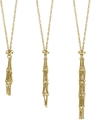 Three-piece golden layered tassel pendant necklace with elegant vertical fringe chain links - Large / Gold