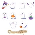 Set di 10 etichette in carta a forma di fantasma con zucca cappello da mago e corda di canapa - Ornamenti di Fantasma 10 Stili/Set