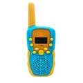 Blue and yellow handheld children's walkie talkie toy with LCD screen and antenna - Blue Yellow Contrast