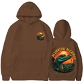 Brown hoodie featuring Alligator Alcatraz graphic print on the back with kangaroo pocket - Coffee