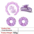 Purple sponge headband and wristband set with claw clip and velvet hair ties - 3-dragon Bone Clip Six-piece Set (purple Series)