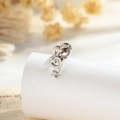 Silver treble clef musical note stud earring with crystal stone and metal finish - Treble Clef Design (A970-3)