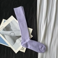 Chic purple high-elasticity ribbed knit long socks displayed on stylish fashion magazines - Calf-length Light Purple