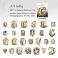 Barokke PET-alfabetstickerset met 26 decoratieve goud- en blauwgekleurde letters - Artistiek Mozaïek