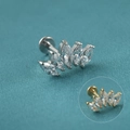 Piercing labret en acier avec zircons marquise en finitions argent et or - Style I (Arc à cinq marquises)