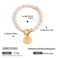 Waterproof stainless steel pearl bead bracelet with golden portrait coin pendant charm - Avatar Coin Pearl Bracelet-Gold