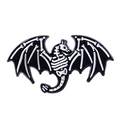 Gothic dragon skeleton enamel pin with black and white bone structure for apparel - Skeleton Dragon