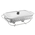Scaldavivande rettangolare in acciaio inox argento con telaio goffrato e porta combustibili - 2.0L Rettangolare Argento