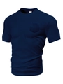 T-shirt uomo blu scuro in maglia a nido d'ape con vestibilità comoda e taschino - Blu navy